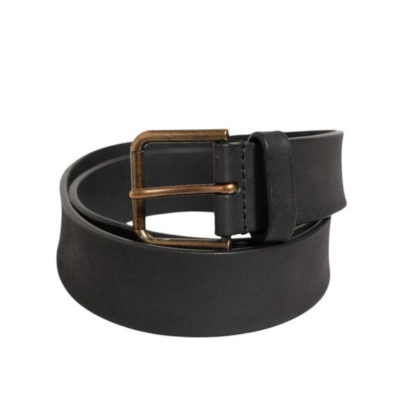 Dolce & Gabbana Leather Belt Bronze Buckle Men Black Belts